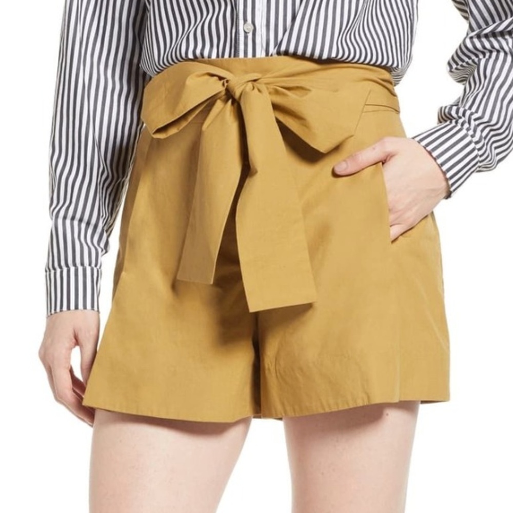J. Crew Mustard High-Rise Tie-Waist Shorts